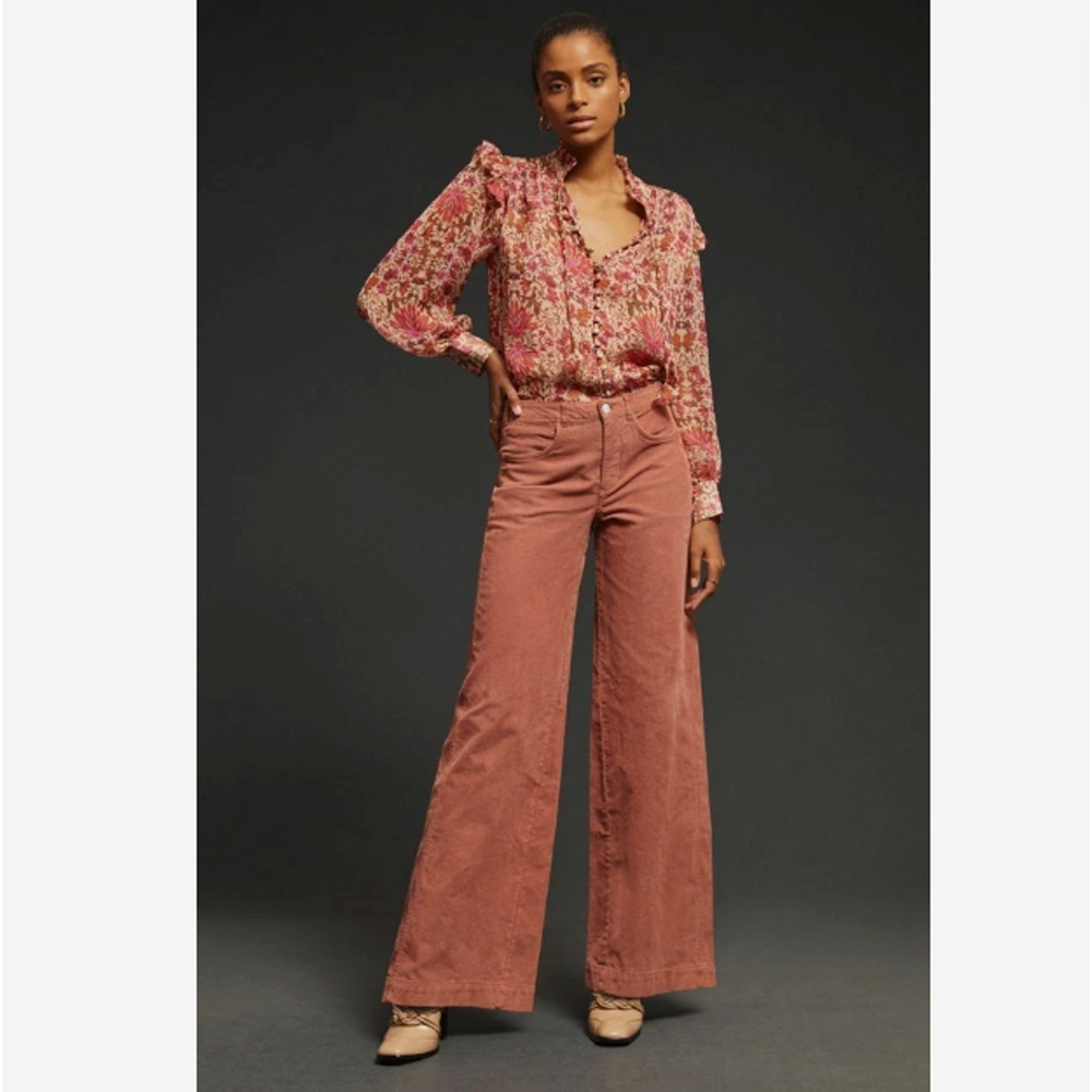 Anthropologie Pilcro size 28 The Gwen Wide Leg Corduroy Pants Jeans Rose Pink